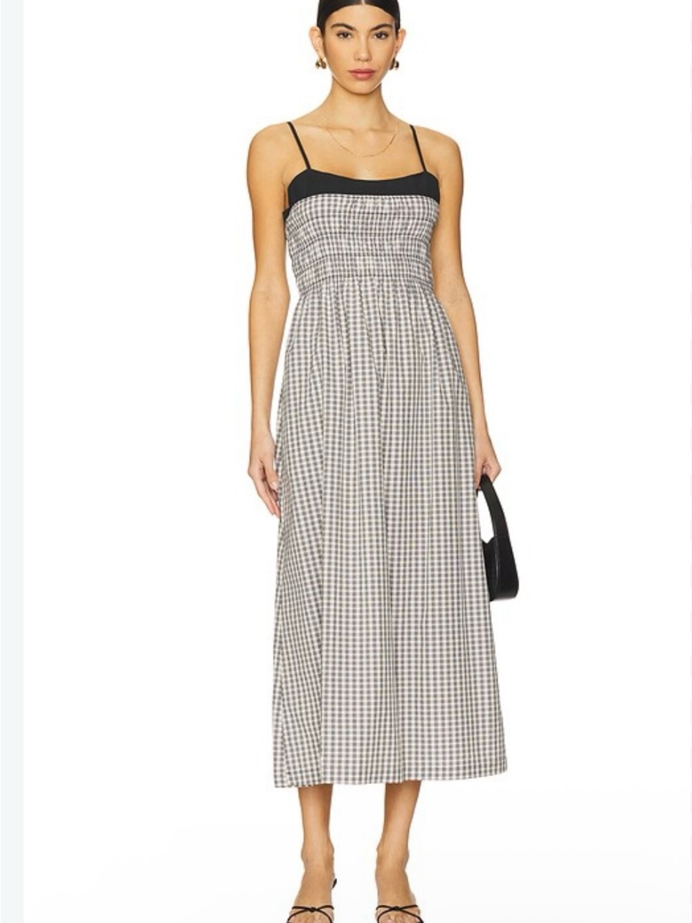 Rails Black and White Gingham Midi Dress